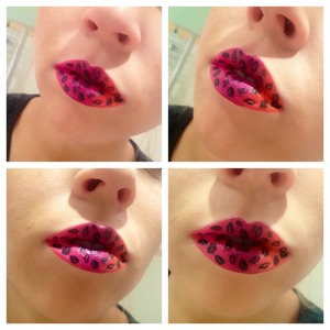 Pink and orange ombre leopard lips