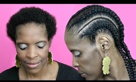 Feed in Cornrows with Extensions on Short Hair► Natural Hair TWA