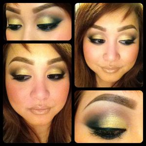 Smokey black and gold, both from urban decay palettes. 