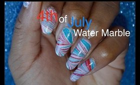 4th of July Water Marble Nails