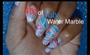 4th of July Water Marble Nails