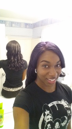 natural hair lightened, then colored dark purple