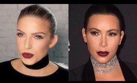 kim Kardashian Dark Lip & Gold Eyes Makeup