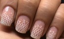 Romantic Lace Nail Art - White Tip Fishnet tutorial - Easy DIY striping Nail Polish Designs Video