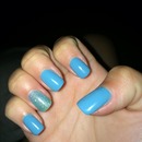 Opi blue nails w/ glitter 