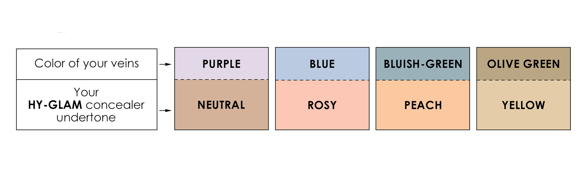 The color of your veins will determine your concealer undertone.