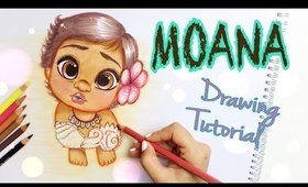 🐚DISNEY BABY MOANA - DRAWING TUTORIAL🌺