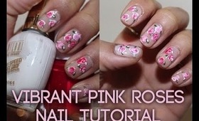 Vibrant Pink Roses Nail Tutorial