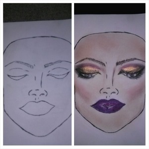 My very first hand drawn practice face. All colors used from my coastal scents 120 palette