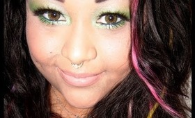 Quick, Easy Lime Green Glittery Eyes!!!