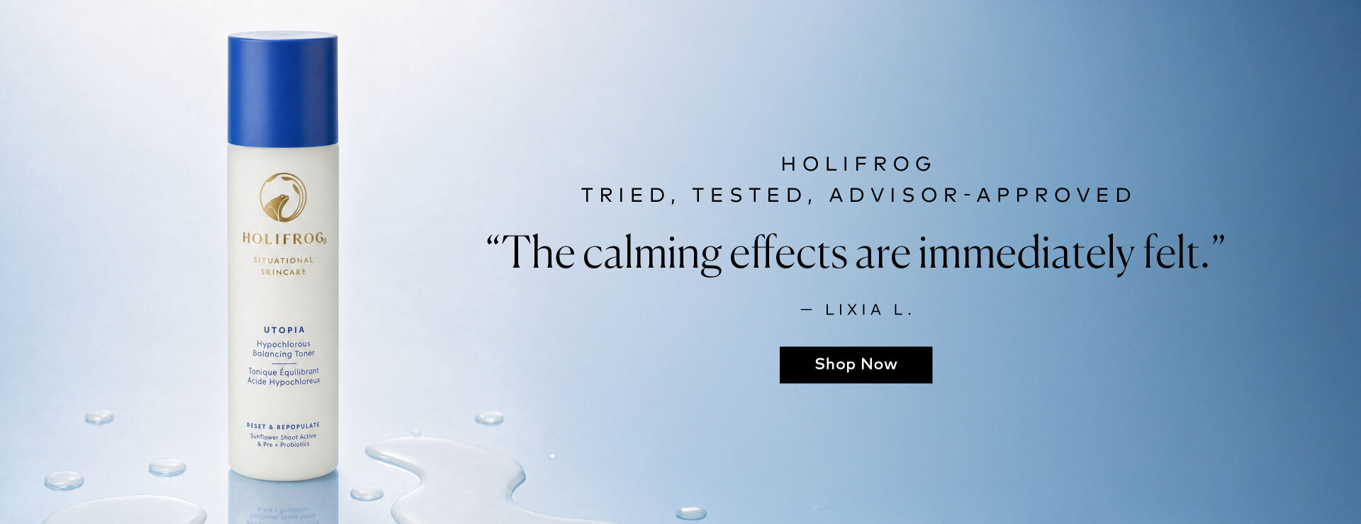 A microbiome-balancing toner that hydrates, comforts, and preps skin—backed by science and our beauty advisors. Shop the HoliFrog Utopia Balancing Microflora Probiotic Daily Toner on Beautylish.com