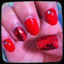 Red glitter clear stone