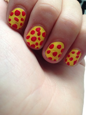 These are my polka dot nails I love them think there pretty cute. 