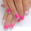 rhinestone, pink and glitter tips