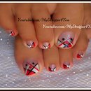 Abstract Toenail Art | Red, Black and White Pedicure 