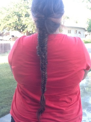 I did this on my sisters hair kinda messy but super cute on her long beautiful hair