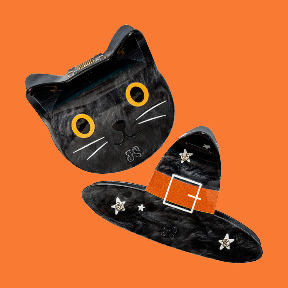 Frasier Sterling Spooky Cat Claw Clip Set