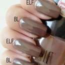 Color Compare: Butter London Teetotal vs. ELF Smoky Brown