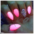 neon pink stiletto nails