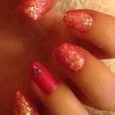 Fun pink Christmasy nails XD 