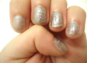 China Glaze's Glitter Crackle in  Latticed Lilac over Essie's Looking for Love