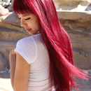 Long Red Wine Hair with Bangs