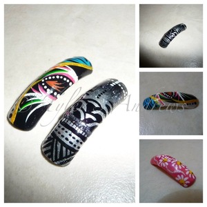 Abstract, Tribal and Flower Nail Art