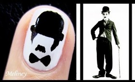 Movember Nail Art Tutorial - Charlie Chaplin Moustache Nail Design for Short Nails Comedy portrait
