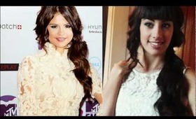 Selena Gomez MTV EMA's Side Updo Hairstyle Curls / Peinado Semirecogido Elegante Fin de Año Fiesta