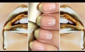 PROM Nails:  Gold French Manicure Nails