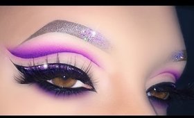 Sexy Purple Cut Crease with Glitter Eyeliner - Makeup Tutorial For Valentine's Day