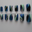 Blues and Greens Abstract Nails