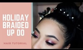Holiday Braided Updo Hairstyle for Medium Long Hair Tutorial