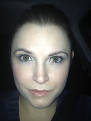 I'm an ICU nurse, so excessive makeup at work is not an option. Face is bare except for MSFN and NARS blush, NARS Habanera duo (the green shade) as a color wash and some mascara, UD Lip Junkie gloss in Midnight Cowboy on lips. 