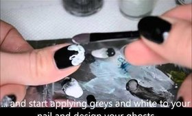 Halloween Ghosts nail art tutorial