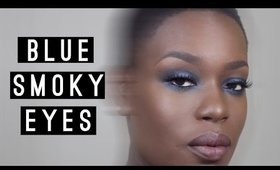 Winter Makeup | Blue SMOKY EYES + Nude Lips