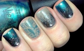 Mystical Nails! - Glitter Gradient & Konad Stamping Nail Art tutorial Nail Polish Rhinestone designs