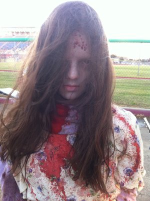 Zombie makeup I did for Halloween! We had a football game on Halloween, so the band decided to dress up as zombies. 