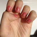 Pink and gold glitter nails