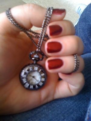 Red Nails and my favorite necklace