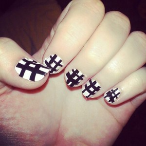 Went ahead and tried a weaved pattern with homemade nail tape...not sure I like it.