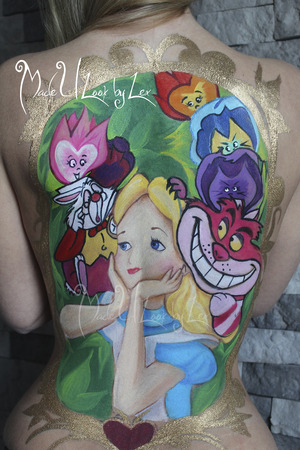 My Alice in Wonderland body paint. This took hours for me to do, and I am so proud of it! :) Check out my new theme on my page, www.facebook.com/madeulookbylex