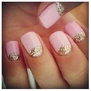 Pink and Gold 1/2 Moon Nails