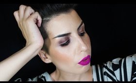 Soft Hazy Look w/ Bright Pink Fuchsia Lipstick - Using Cream Bronzer!