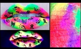 Neon UV Rainbow Splotched Lip Art (Blacklight reactive)