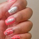 Neon Pink & Silver Nails 
