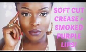 Soft Cut Crease+Smoked Purple Lips Makeup Tutorial