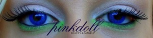 lite silver eye shawdow with neon green under the crease eye lashes off amazon follow on instagramiampinkdoll