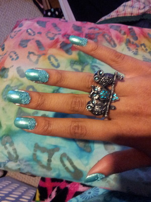 Thought it would be fun to do an aqua "under the sea" theme! And have some fun with nail caviar of course! You can buy tons of nail beads from craft stores in the scrapbook section!