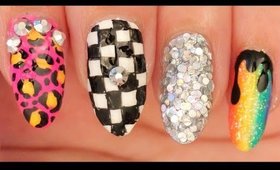 Rainbow, Glitter & Leopard nail art